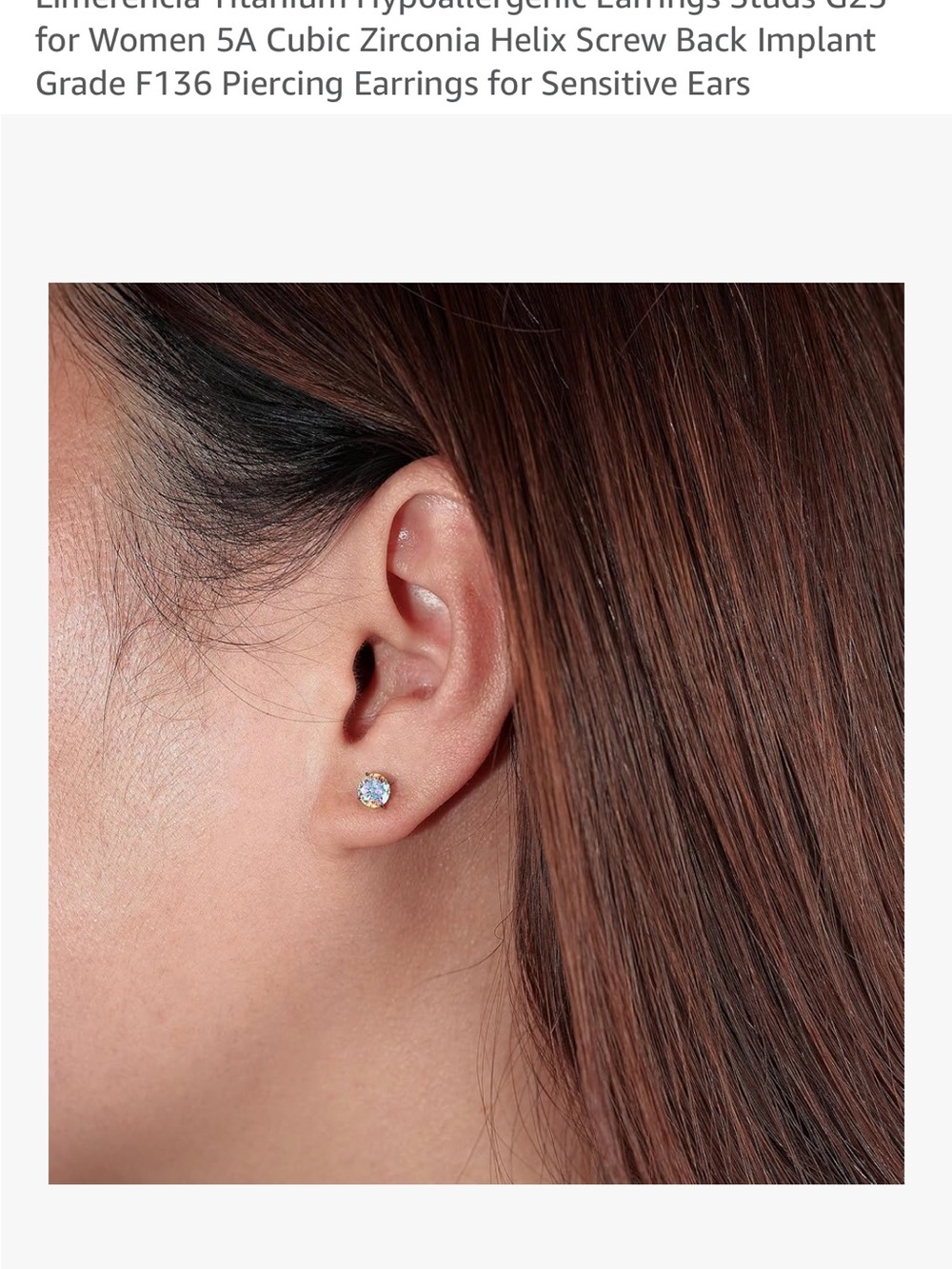 Titanium Round Dual Sided Cubic Zirconia Stud Earrings NEW - Picture 8 of 8
